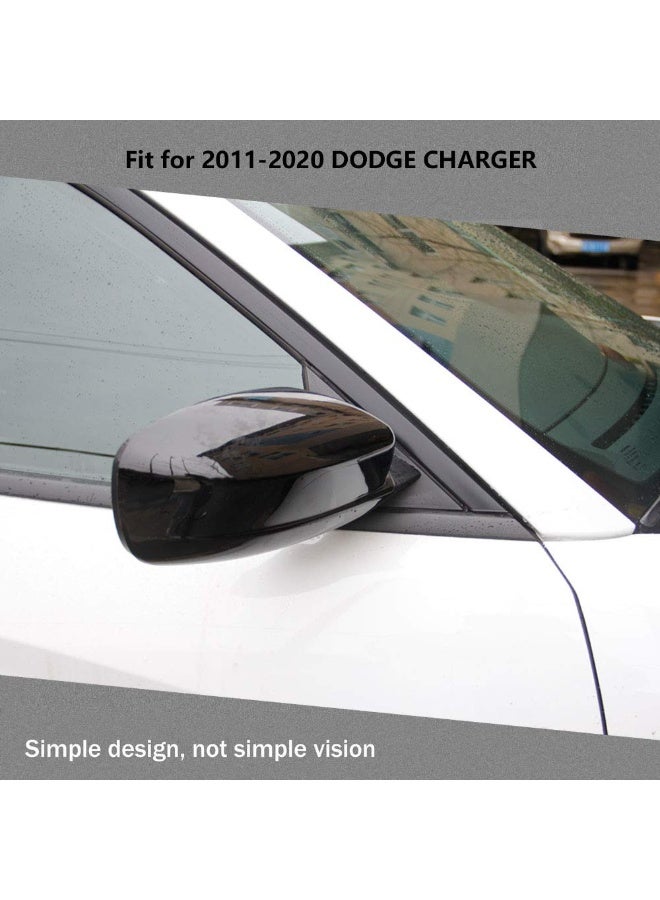 KISSUN Bright Black Side Door Mirror Cover Molding Trim for Dodge Charger 2011-2023 for Chrysler 300 300C 2011-2023 (Bright Black) - Image 4